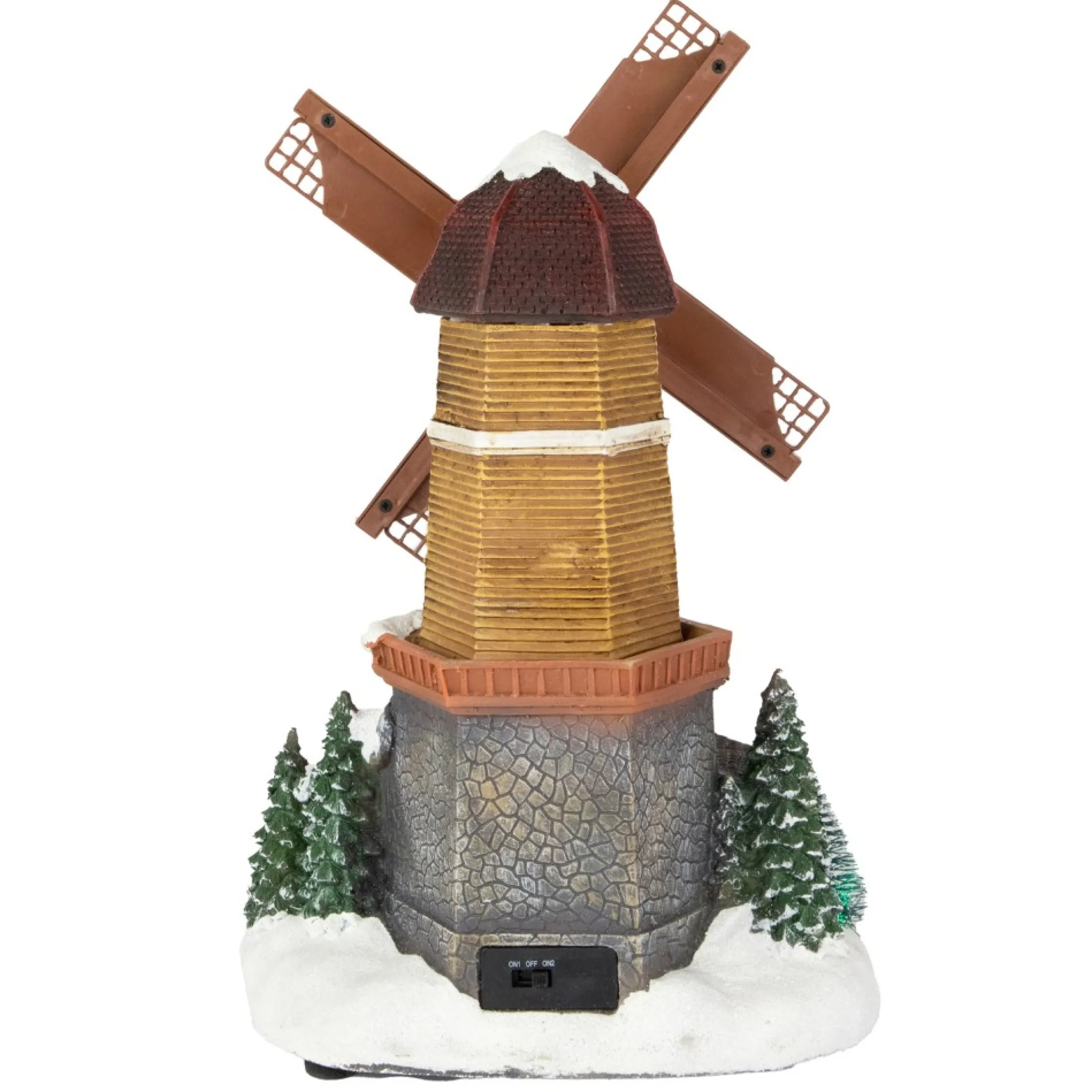 13.25" Led Lighted Animated And Musical Windmill Christmas Village Display Piece