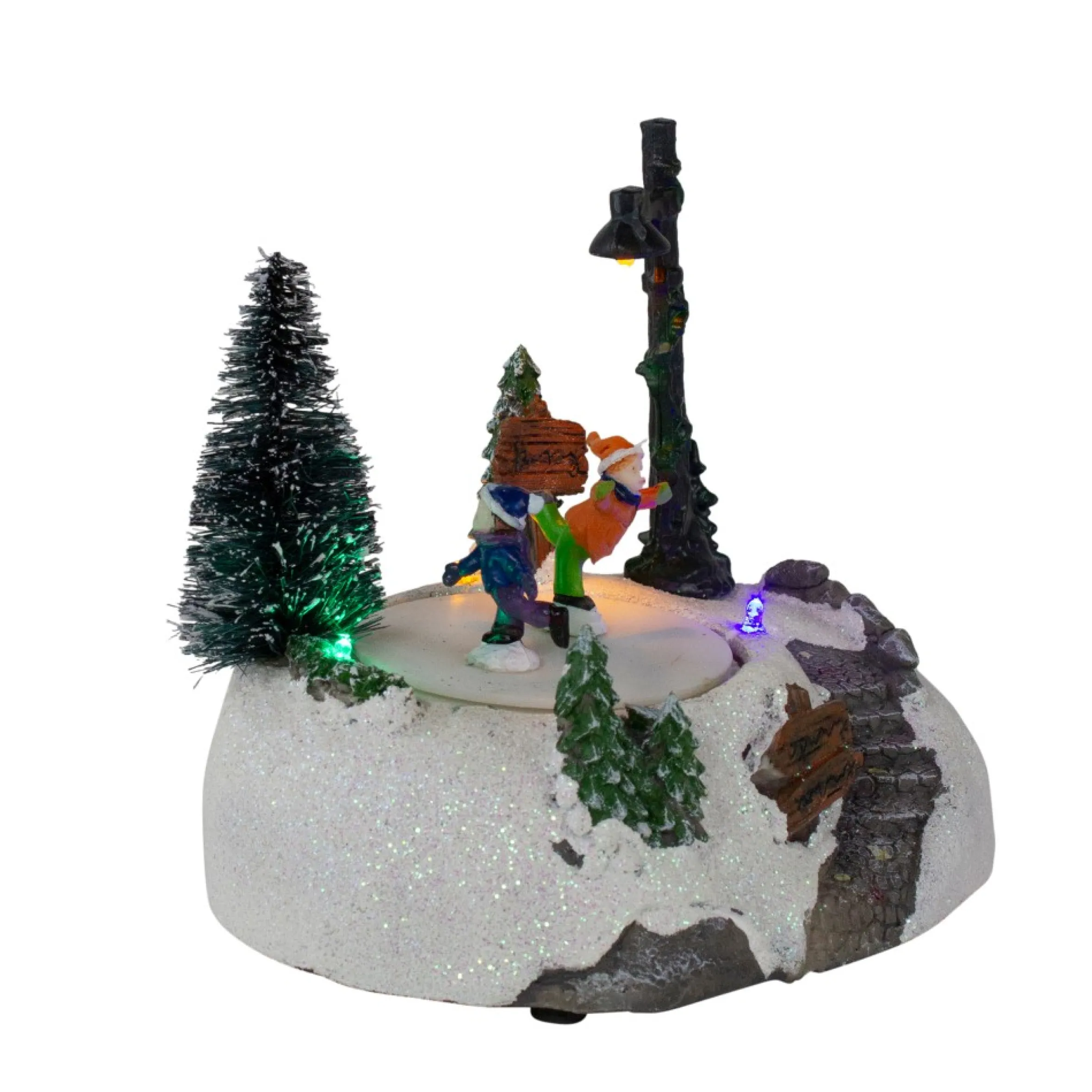 5.5" Led Lighted Animated And Musical Christmas Skating Village Display Piece