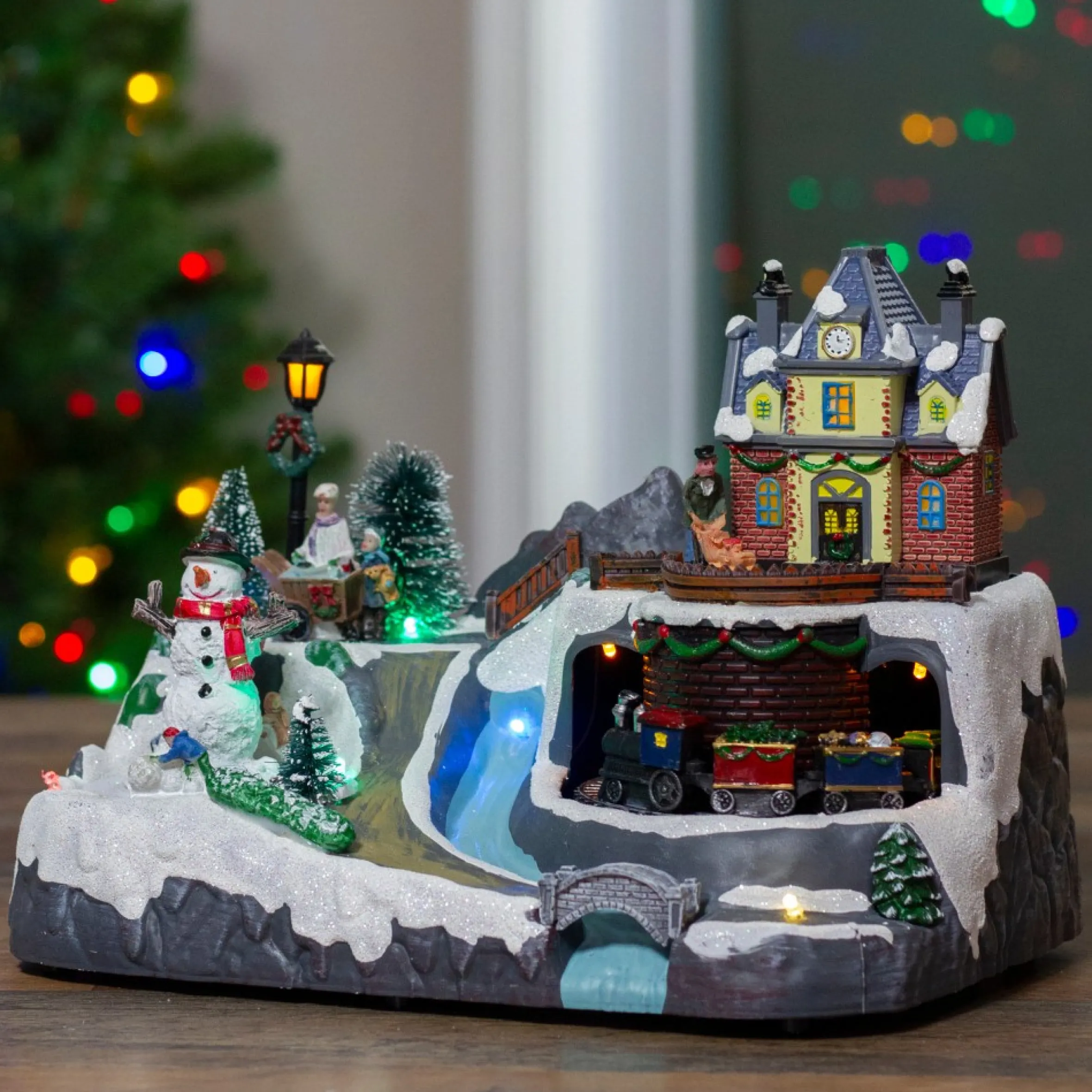 10" Led Lighted Animated Train Christmas Village