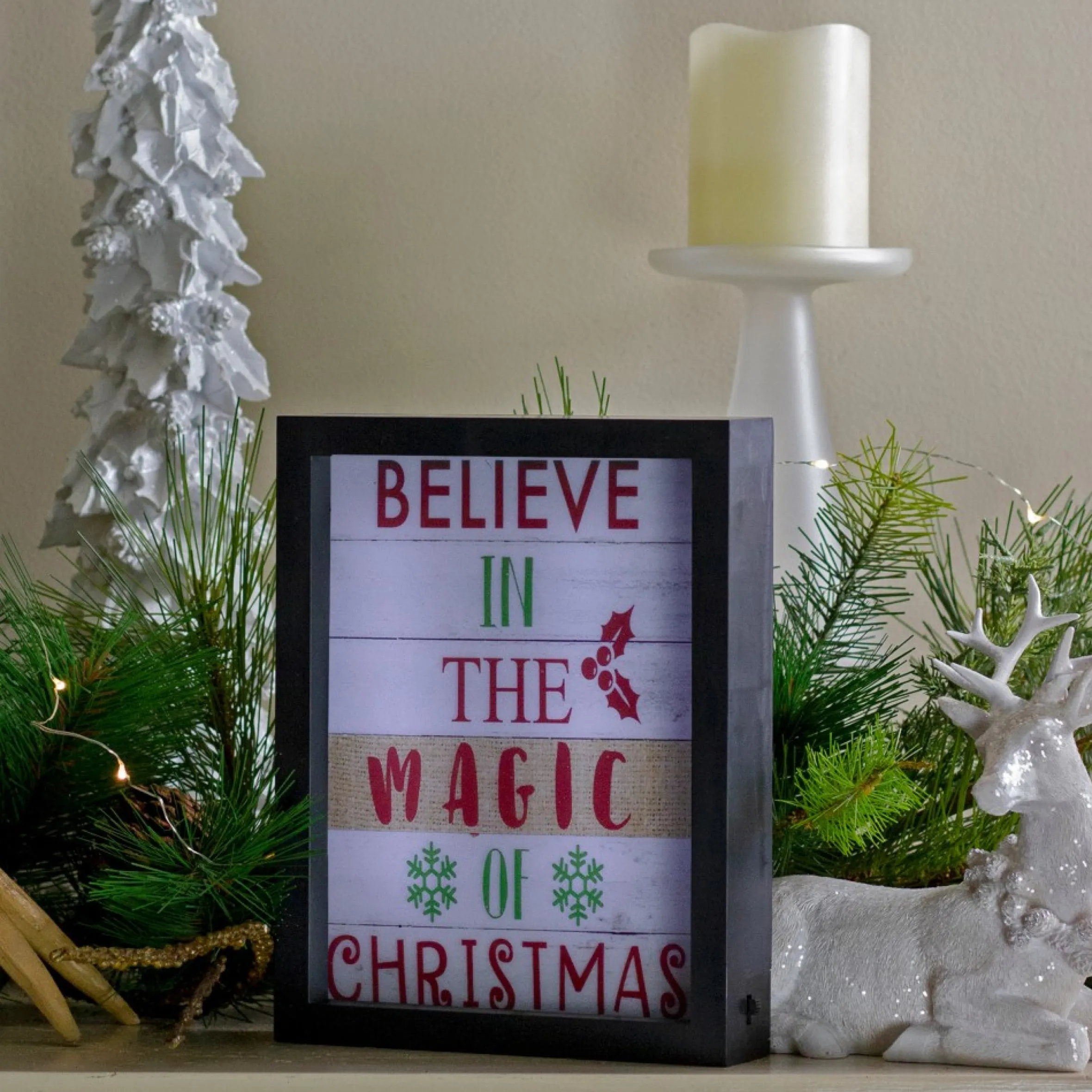 9" Led Lighted 'Believe In The Magic Of Christmas' Shadow Box Wall Art