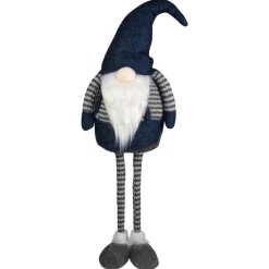 41" Led Lighted Blue And Gray Extendable Gnome Christmas Figure