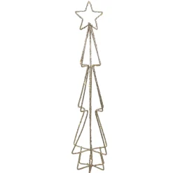 17.5" Led Lighted B/O Gold Glittered Wire Christmas Cone Tree - Warm White Lights