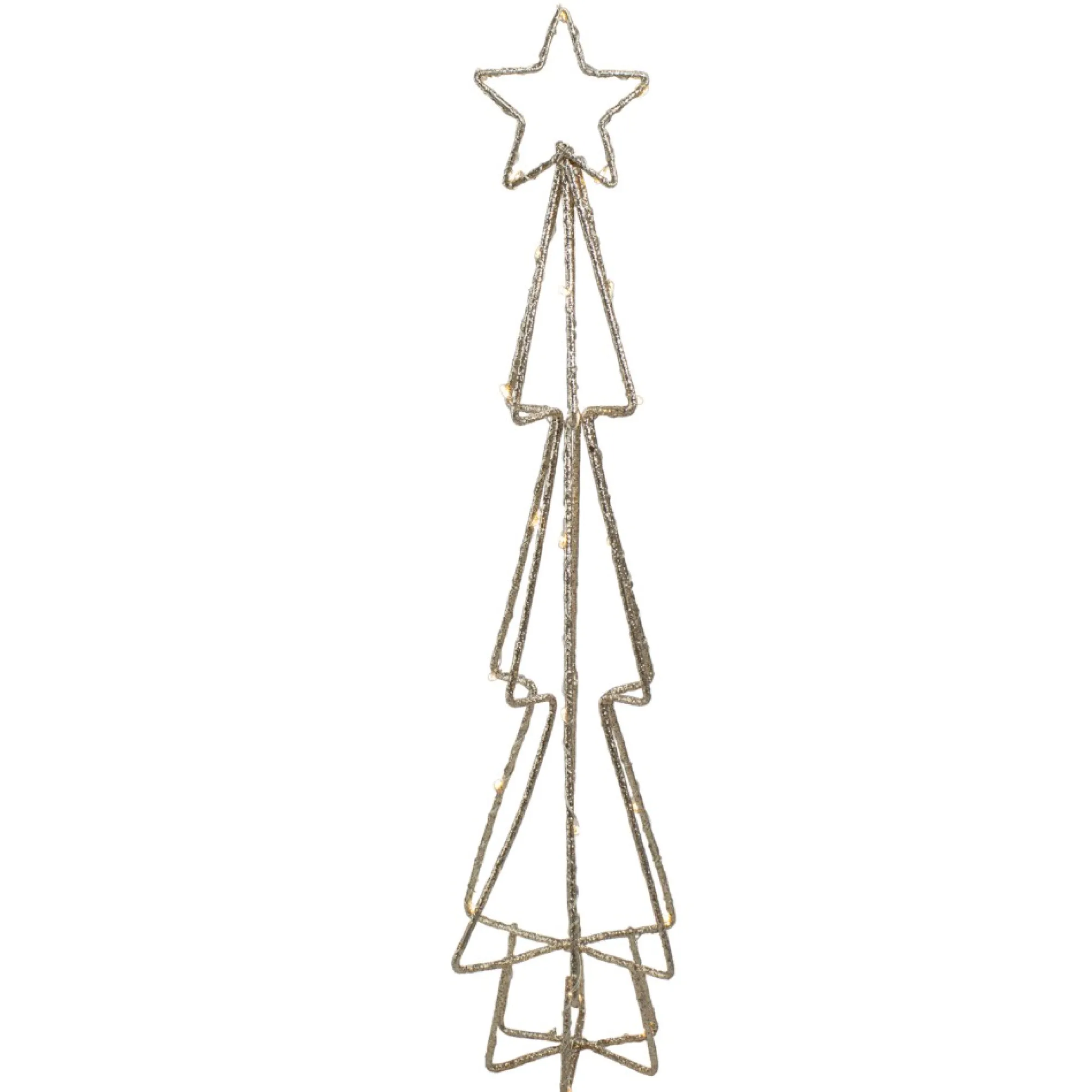 17.5" Led Lighted B/O Gold Glittered Wire Christmas Cone Tree - Warm White Lights