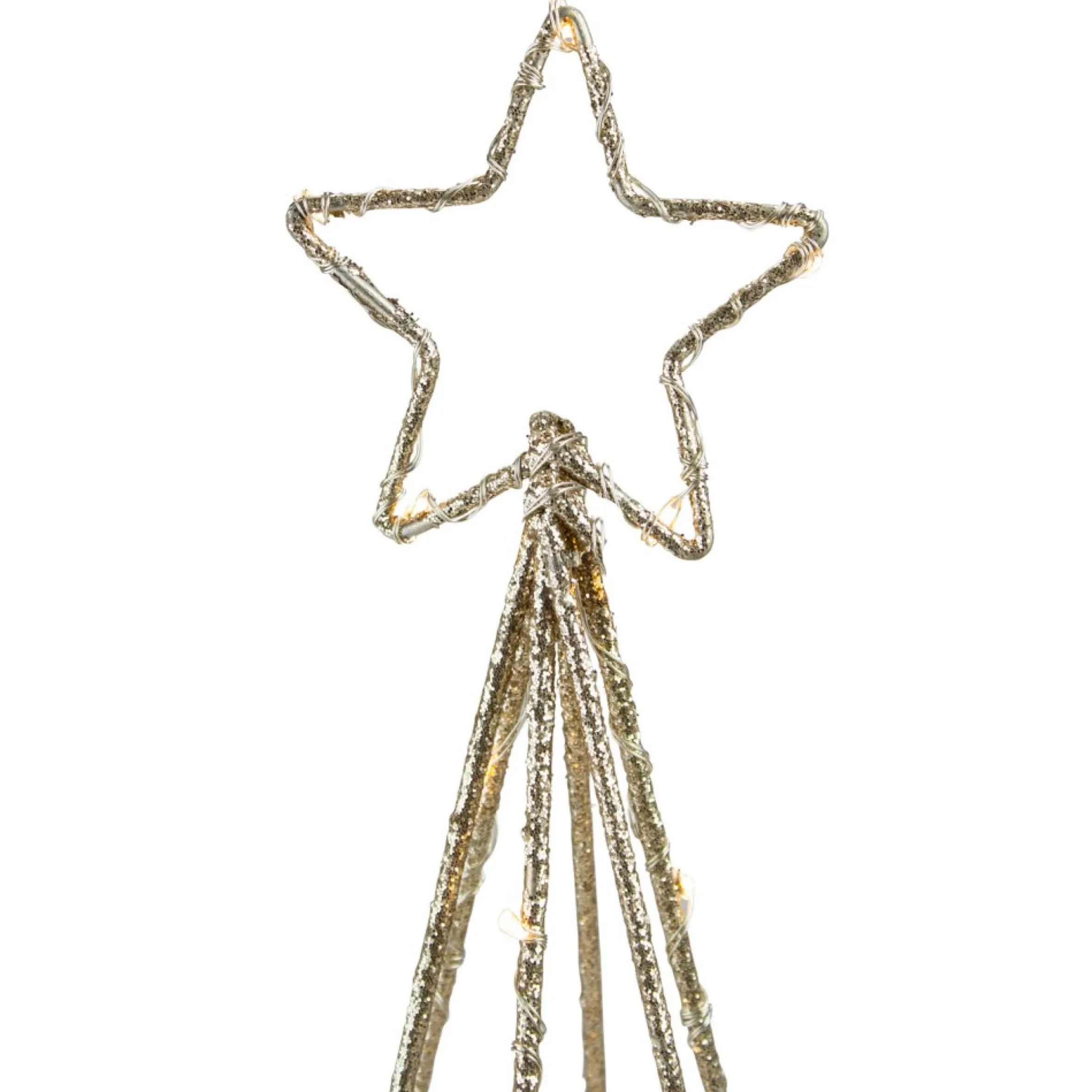 17.5" Led Lighted B/O Gold Glittered Wire Christmas Cone Tree - Warm White Lights