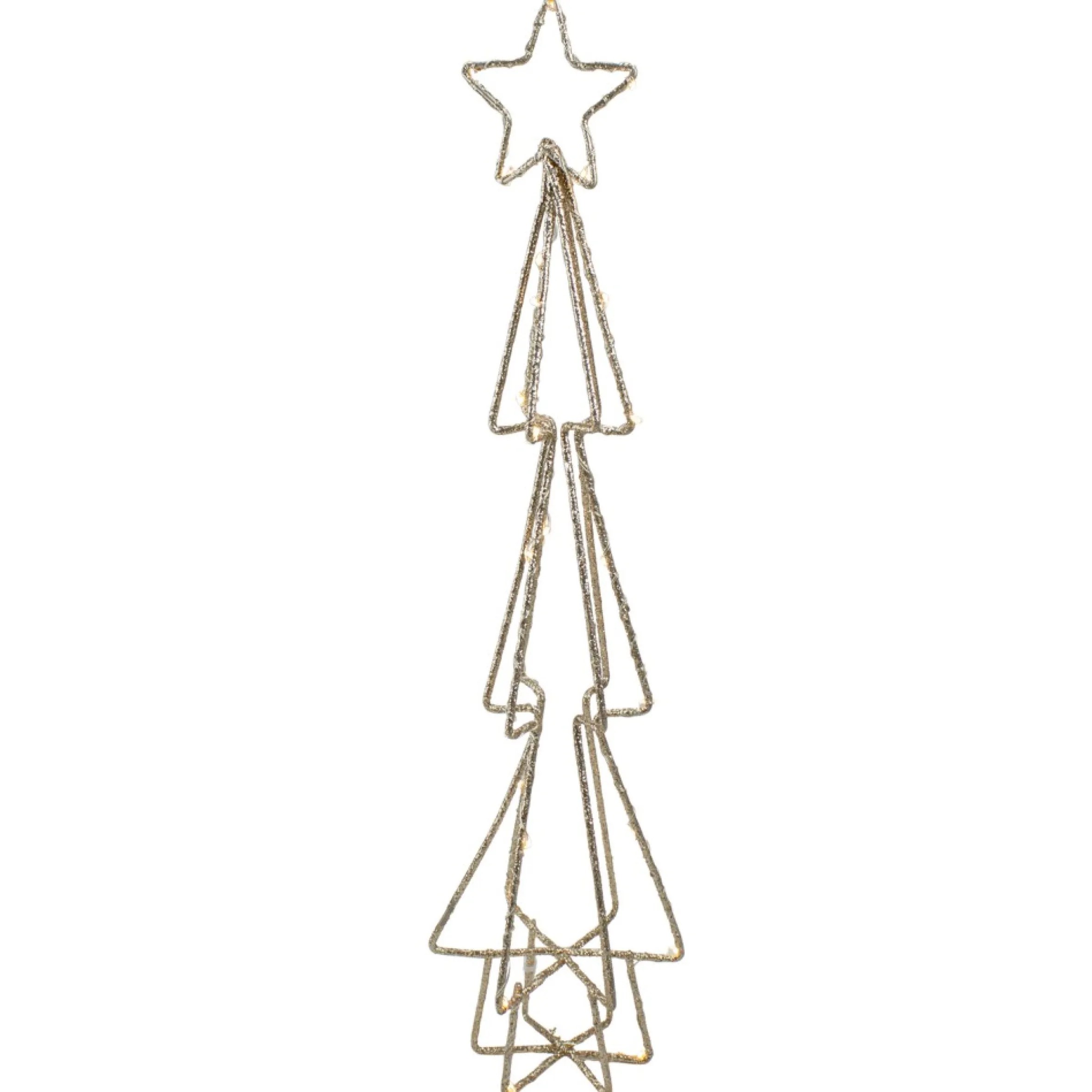 17.5" Led Lighted B/O Gold Glittered Wire Christmas Cone Tree - Warm White Lights