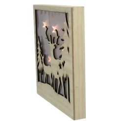 Led Lighted Buck And Doe Silhouette Wood Christmas Wall Plaque