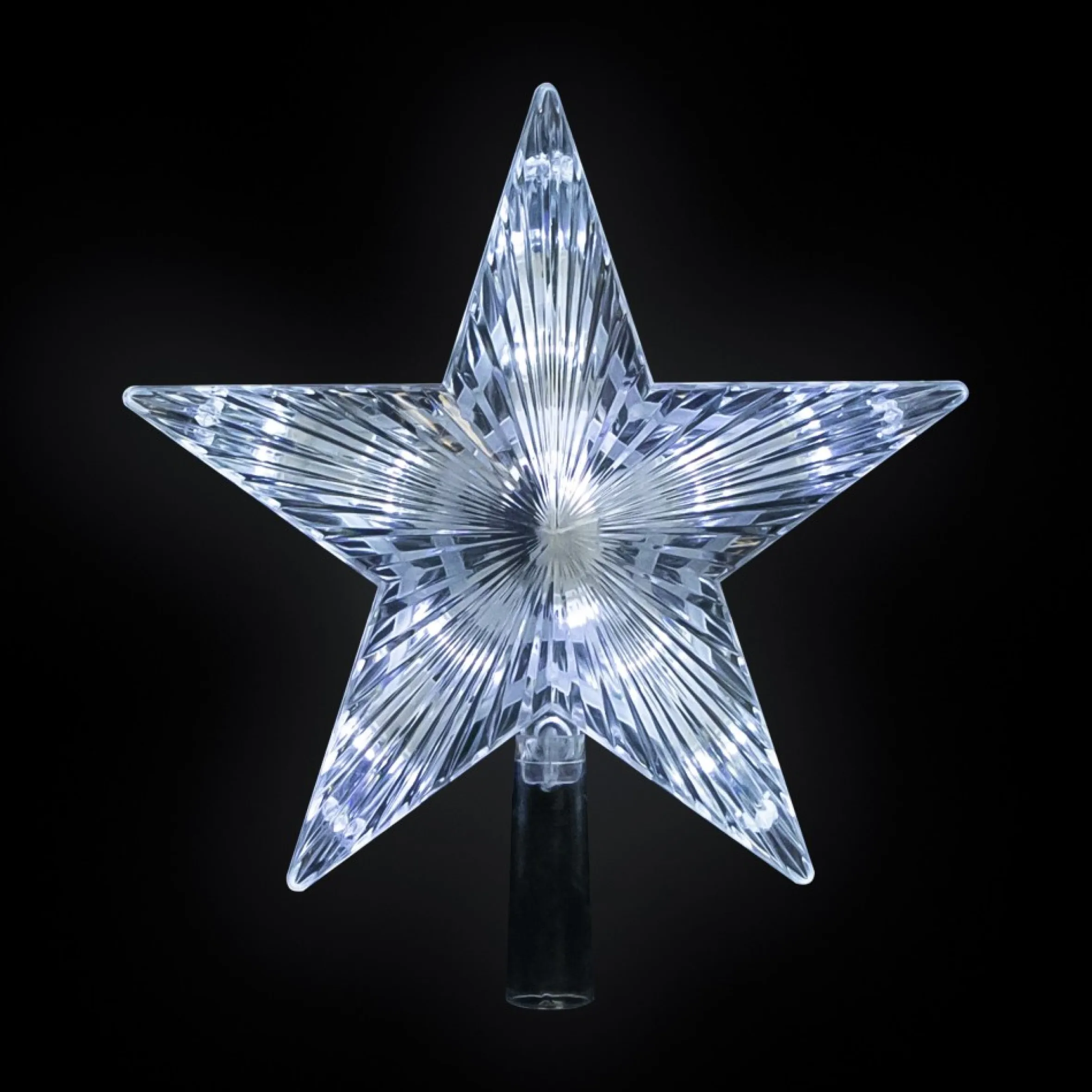 8.5" Led Lighted Clear 5 Point Star Christmas Tree Topper, White Lights