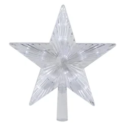 8.5" Led Lighted Clear 5 Point Star Christmas Tree Topper, White Lights