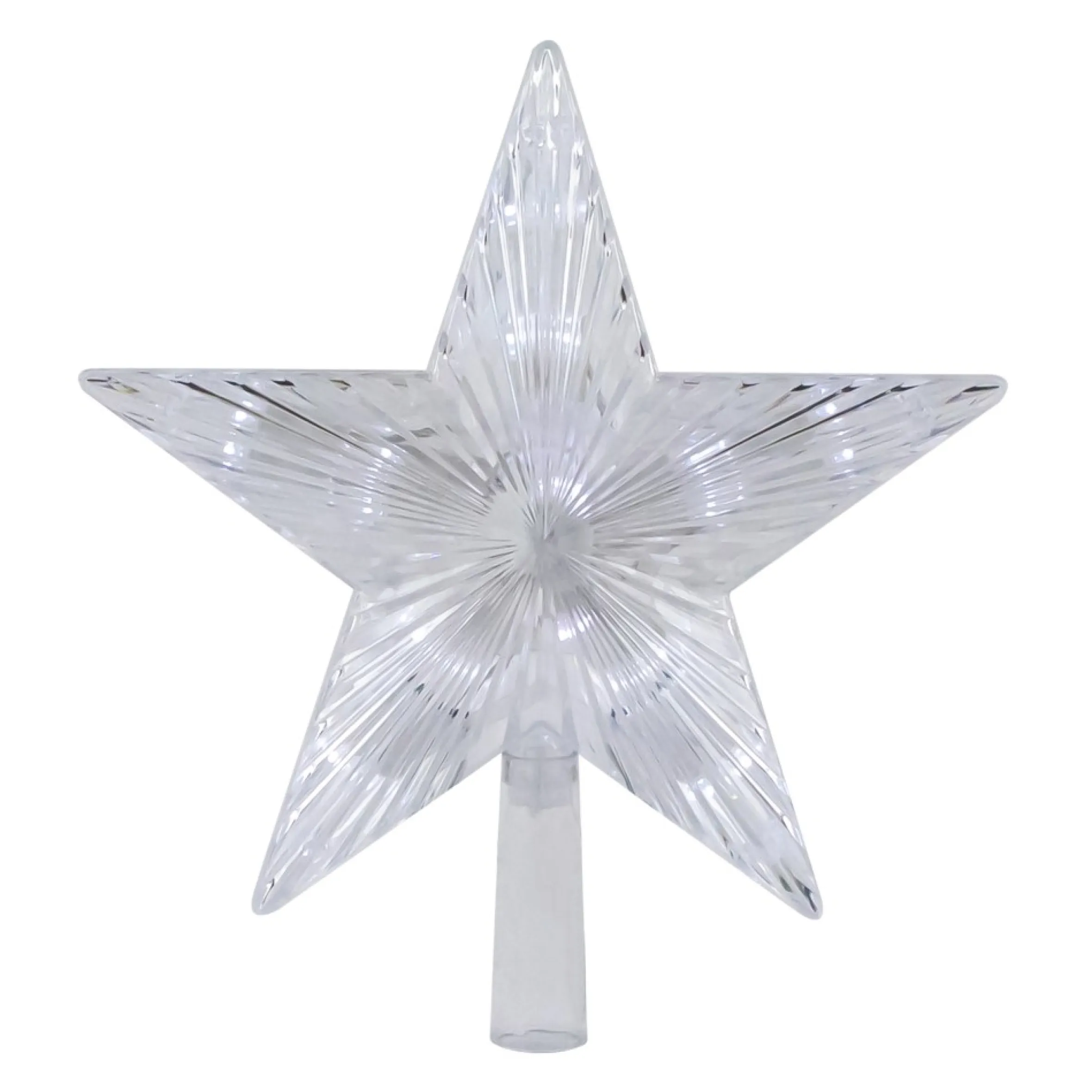 8.5" Led Lighted Clear 5 Point Star Christmas Tree Topper, White Lights
