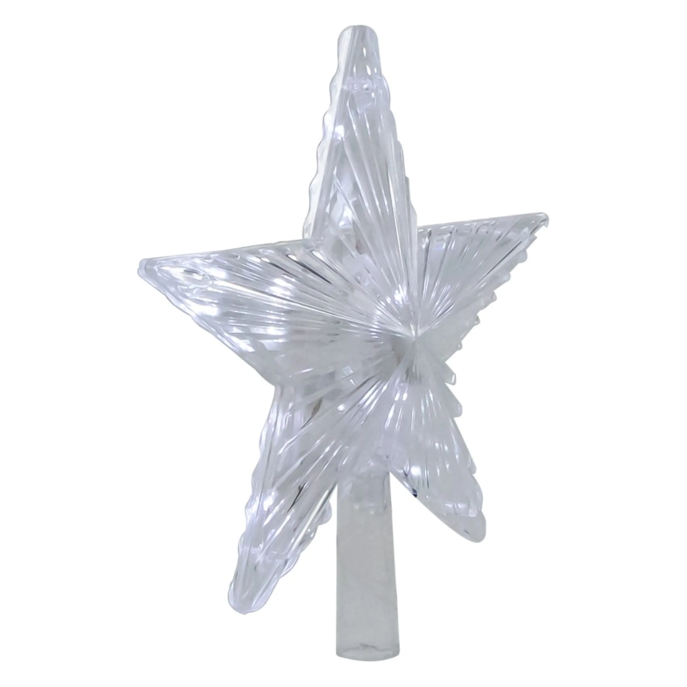 8.5" Led Lighted Clear 5 Point Star Christmas Tree Topper, White Lights