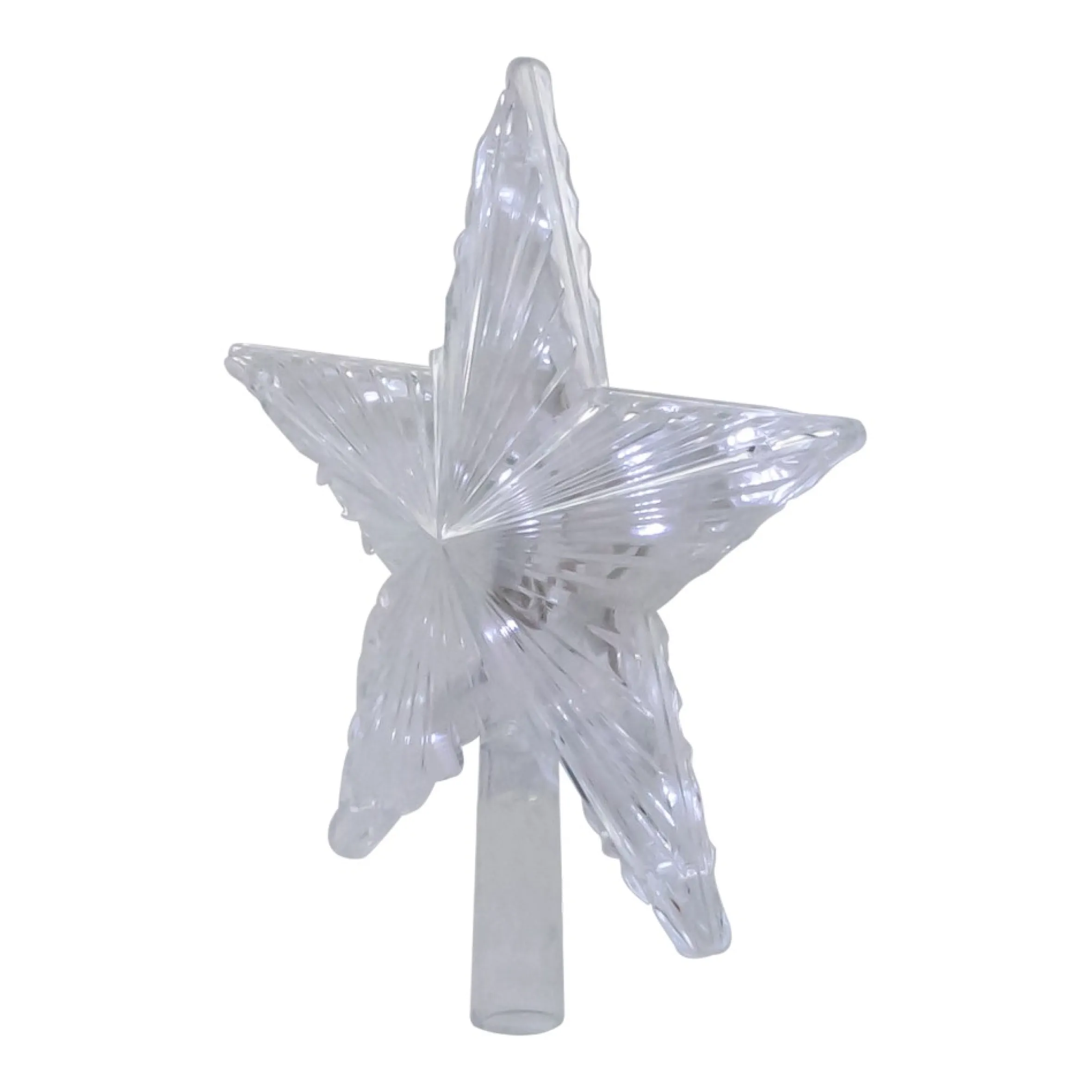 8.5" Led Lighted Clear 5 Point Star Christmas Tree Topper, White Lights