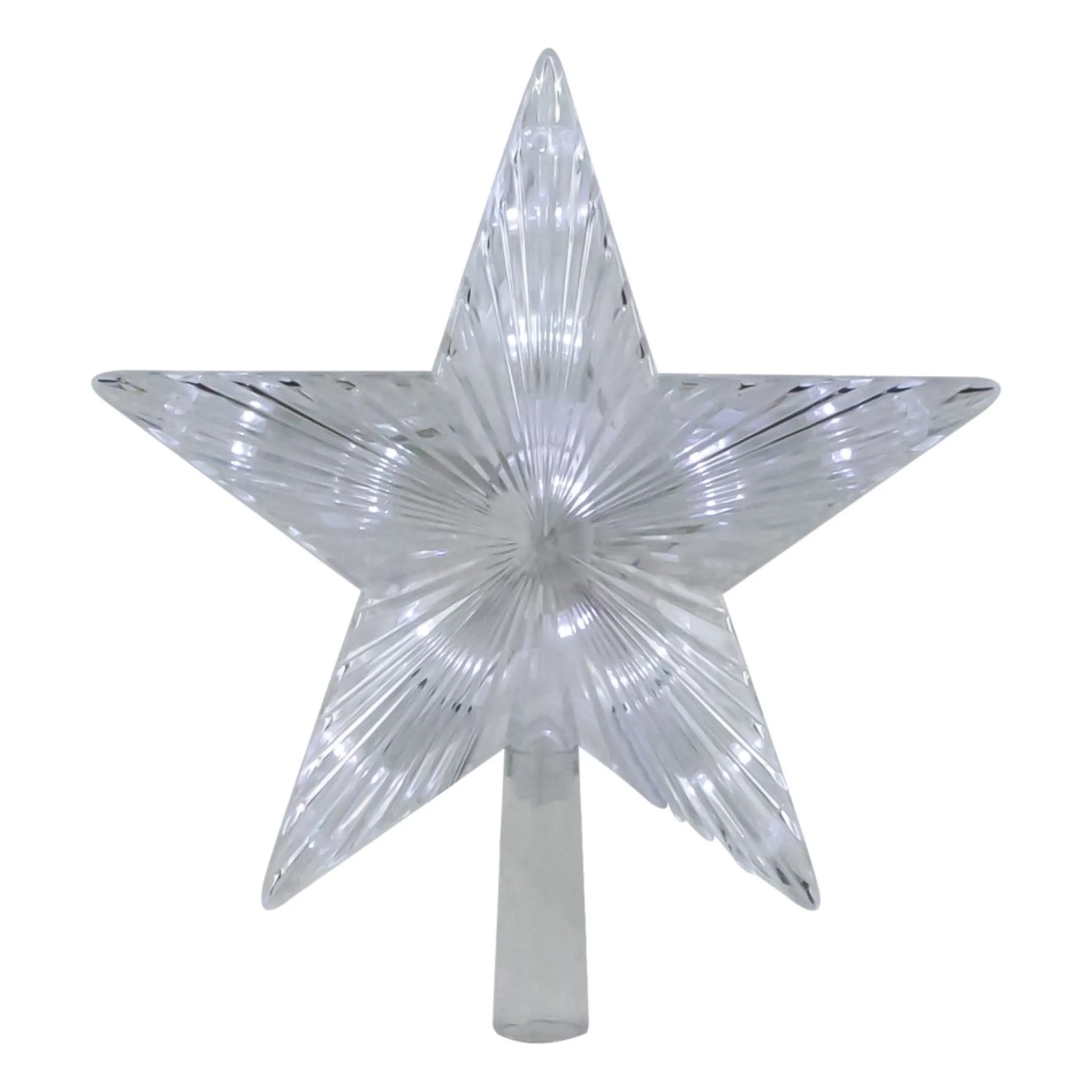 8.5" Led Lighted Clear 5 Point Star Christmas Tree Topper, White Lights
