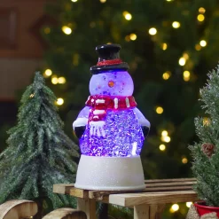 7.5" Led Lighted Color Changing Snowman Christmas Snow Globe