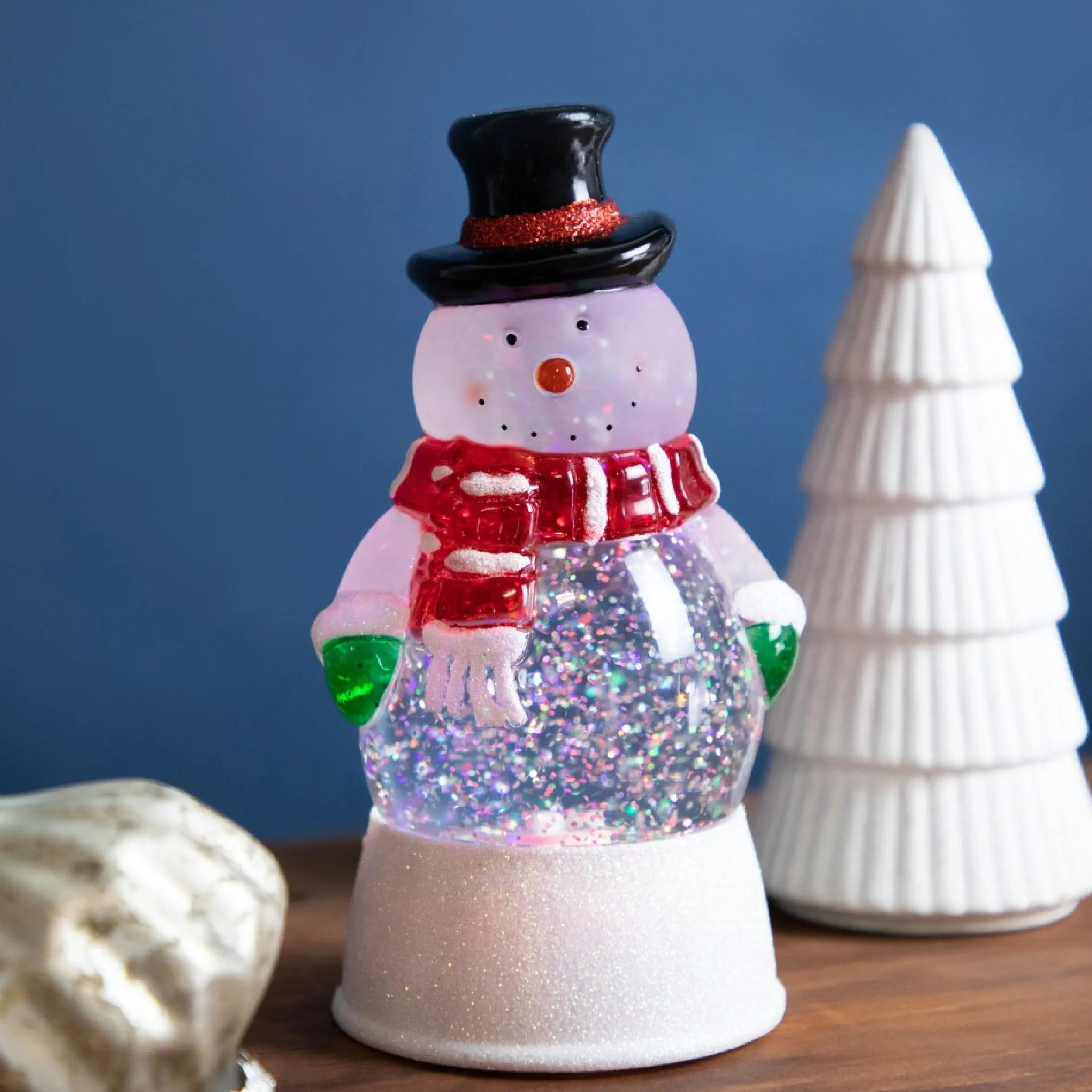 7" Led Lighted Color Changing Snowman Christmas Glittering Snow Dome