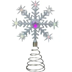 11" Led Lighted Coloring Changing Twinkling Snowflake Christmas Tree Topper