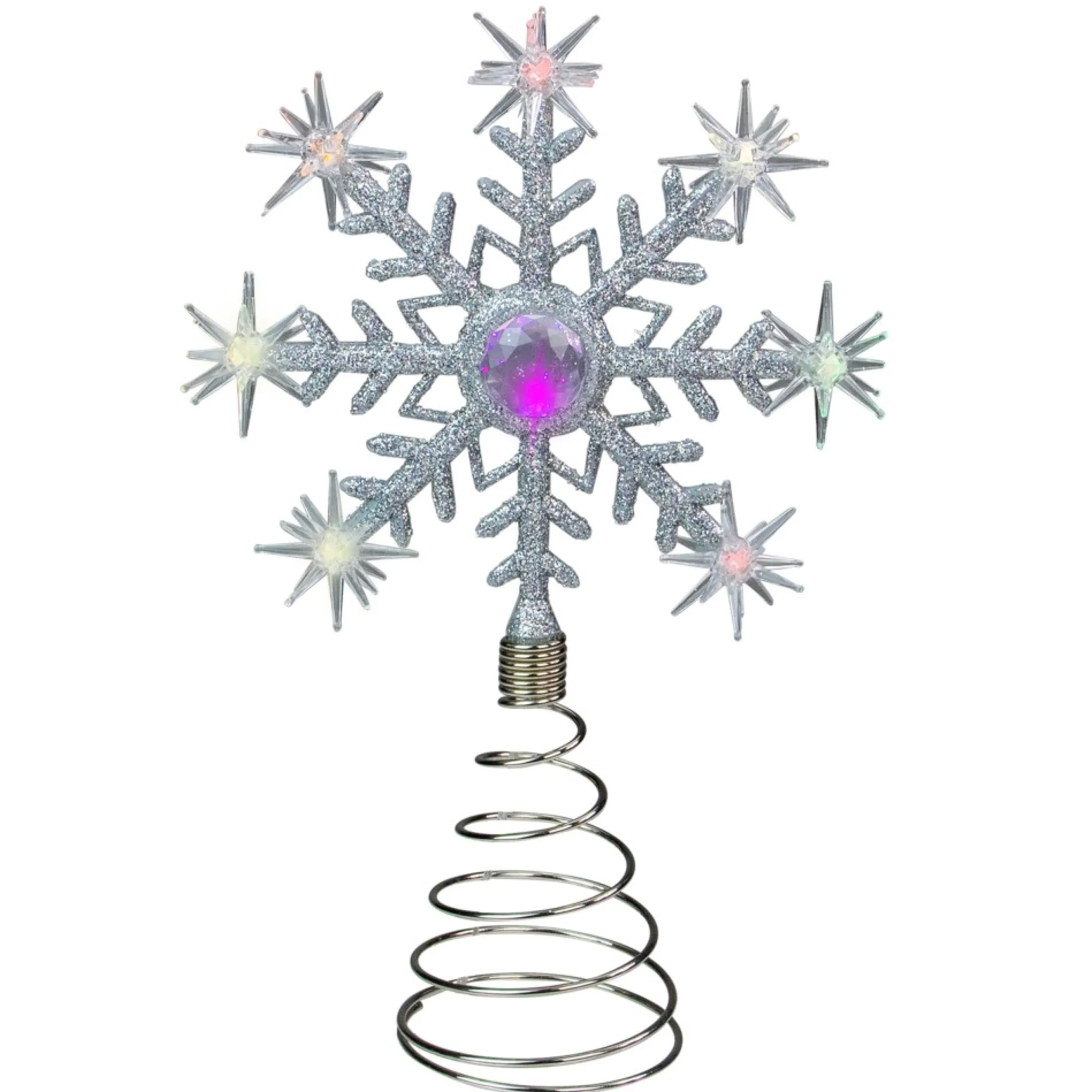 11" Led Lighted Coloring Changing Twinkling Snowflake Christmas Tree Topper