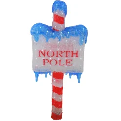 33" Led Lighted Commercial Grade Acrylic "North Pole" Christmas Sign Display Decoration