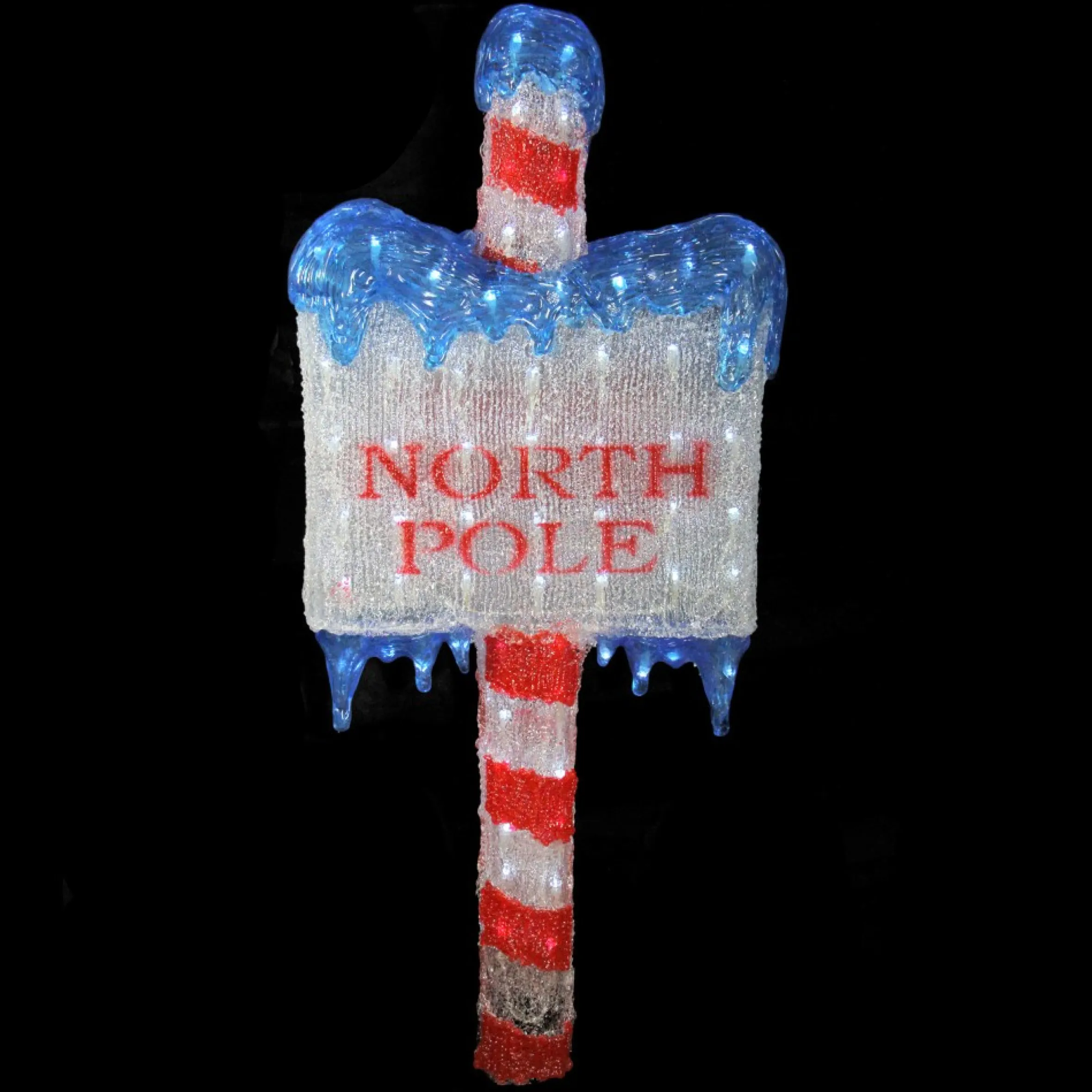 33" Led Lighted Commercial Grade Acrylic "North Pole" Christmas Sign Display Decoration