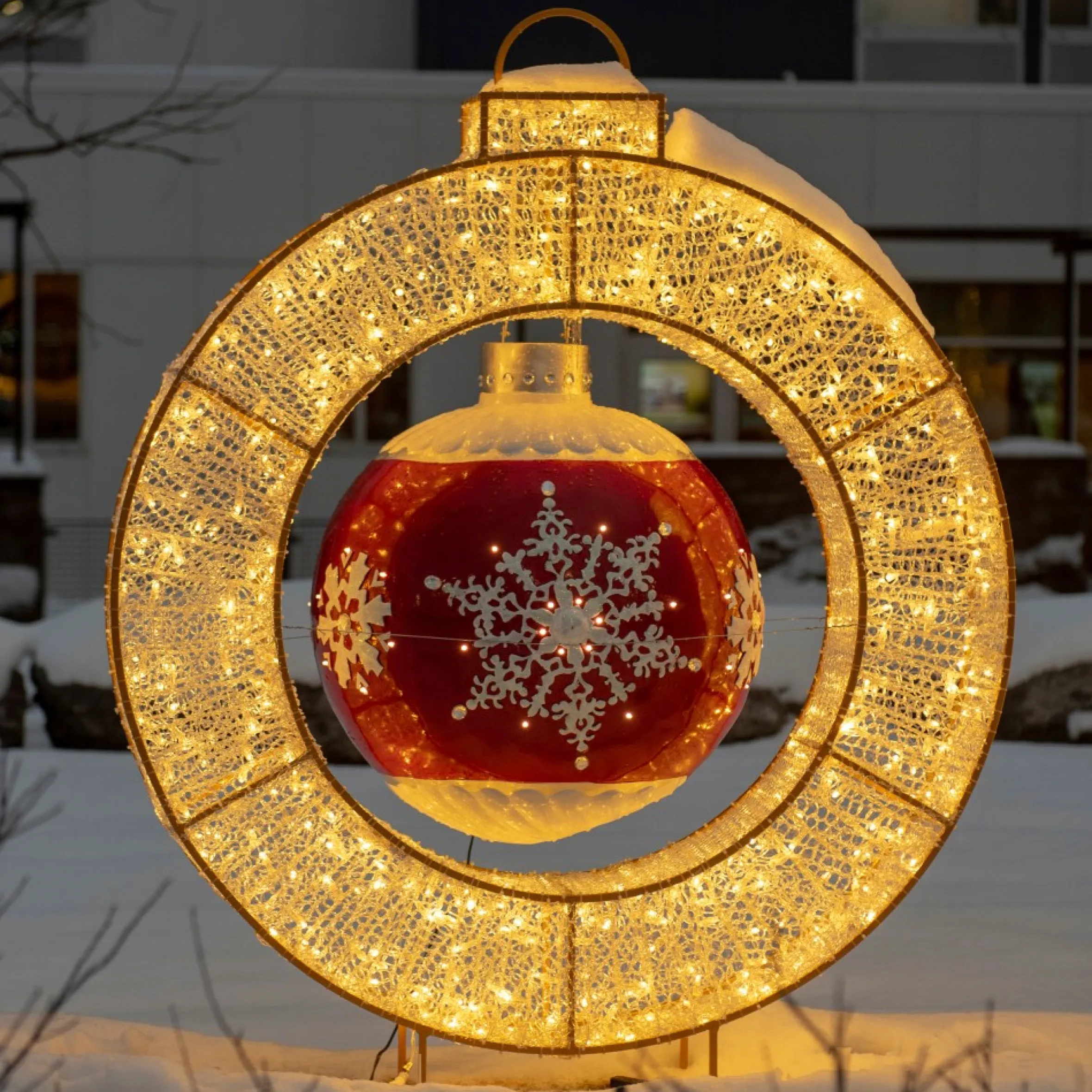 7.7' Led Lighted Commercial Grade Christmas Ornament Ring Display Decoration