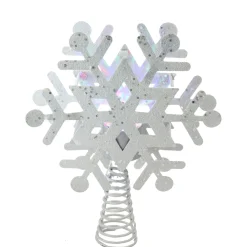 11.5" Led Lighted Decorative Snowflake Christmas Tree Topper With Projector