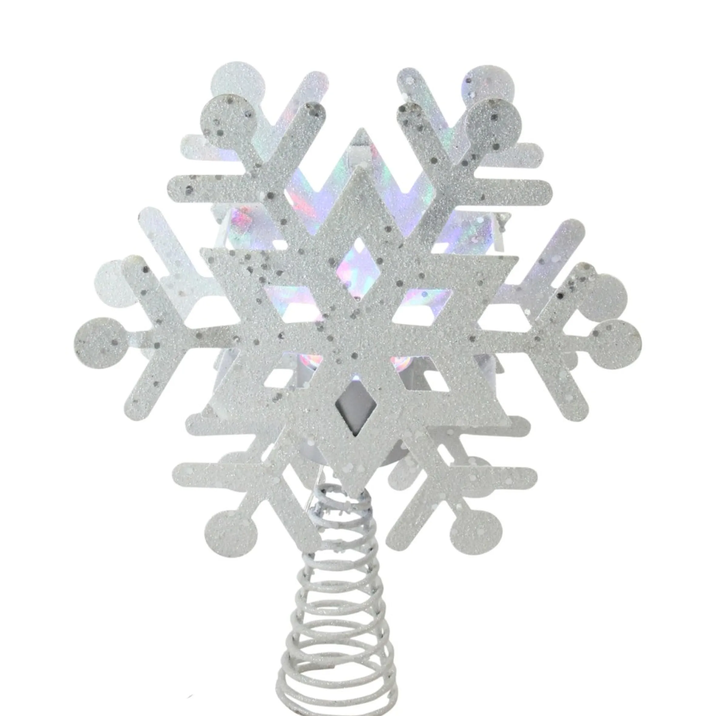 11.5" Led Lighted Decorative Snowflake Christmas Tree Topper With Projector