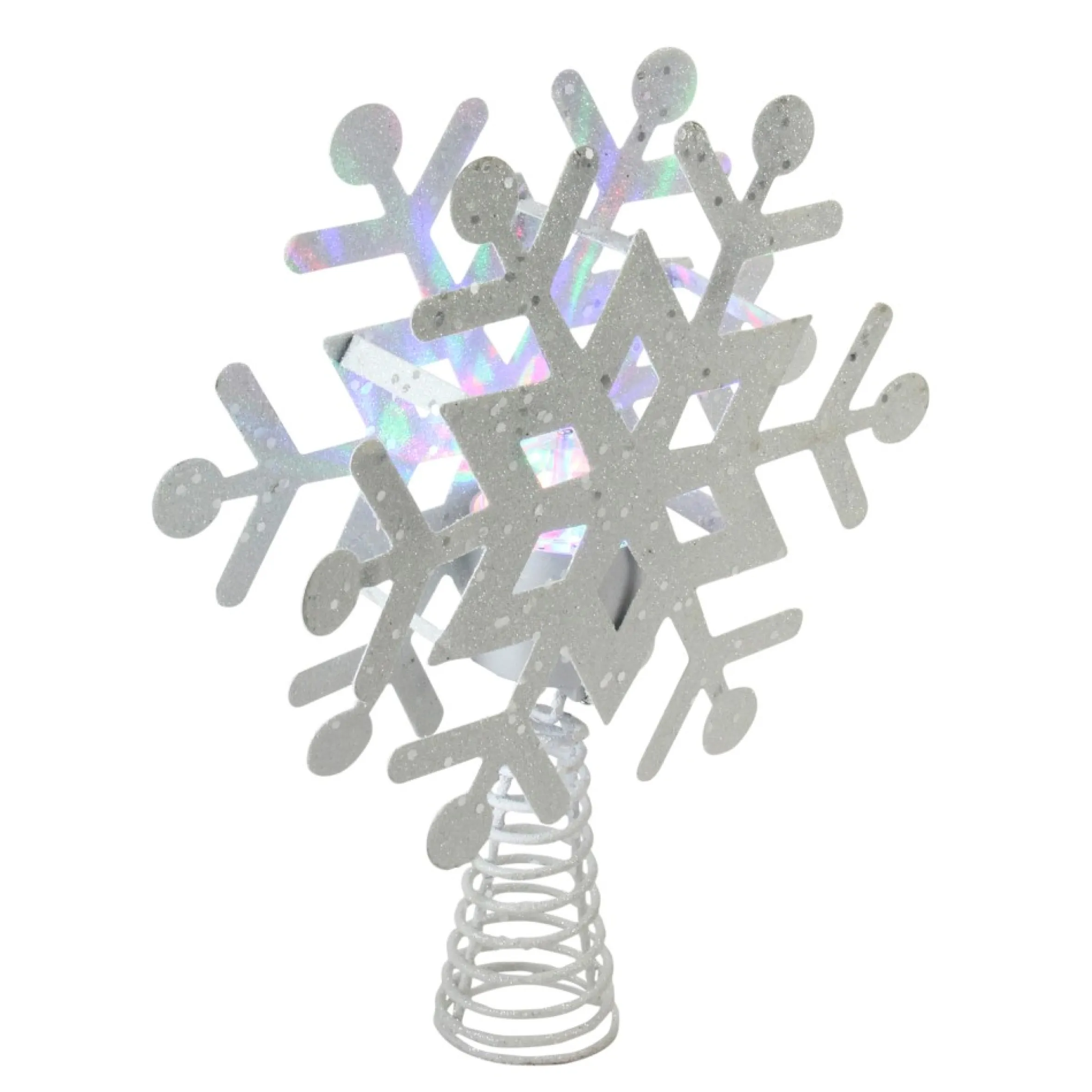 11.5" Led Lighted Decorative Snowflake Christmas Tree Topper With Projector