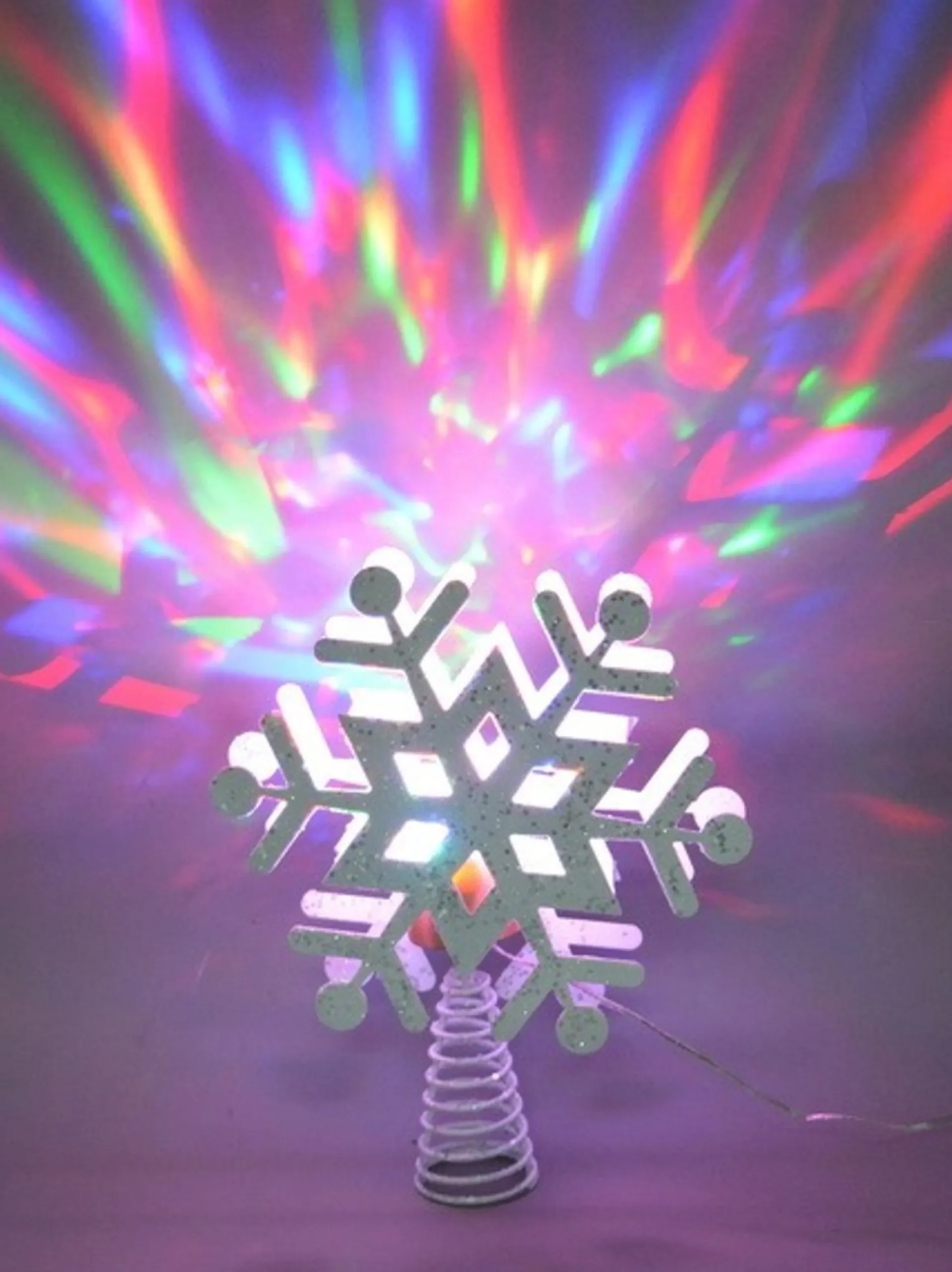 11.5" Led Lighted Decorative Snowflake Christmas Tree Topper With Projector