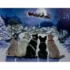 Led Lighted Fiber Optic Dogs And Santa's Sleigh Christmas Wall Art 12" X 15.75"