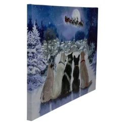 Led Lighted Fiber Optic Dogs And Santa's Sleigh Christmas Wall Art 12