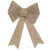 16" Led Lighted Gold Glitter Burlap Bow Christmas Decoration With Color Changing Lights