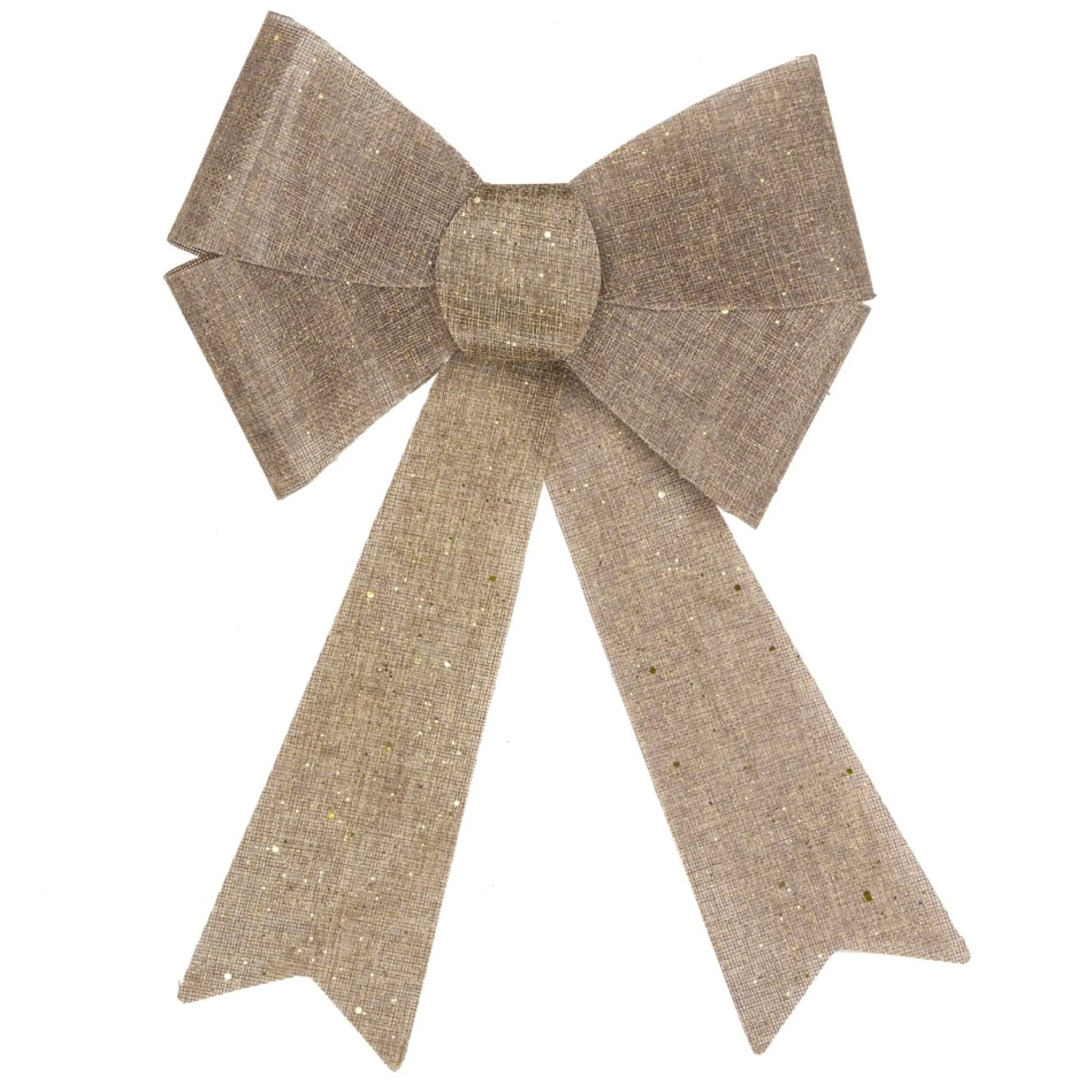 16" Led Lighted Gold Glitter Burlap Bow Christmas Decoration With Color Changing Lights