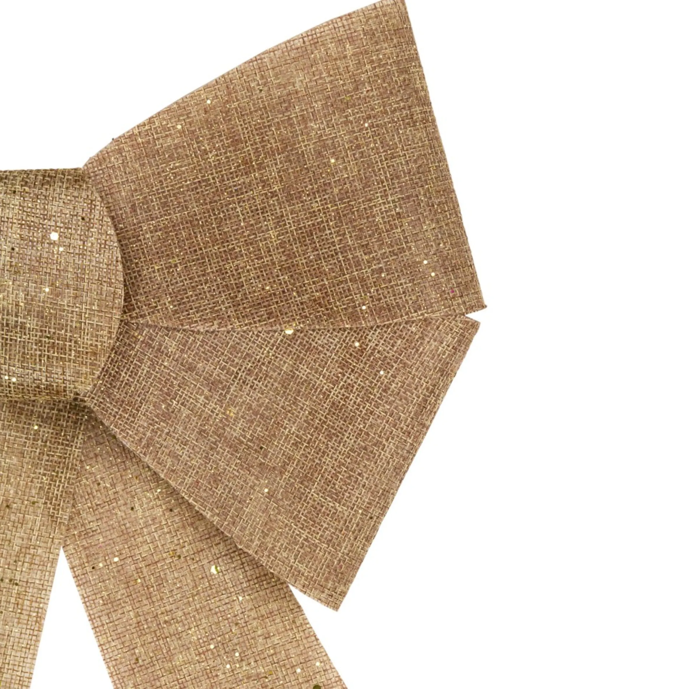 16" Led Lighted Gold Glitter Burlap Bow Christmas Decoration With Color Changing Lights