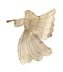 11" Led Lighted Gold Shimmer Angel Christmas Tree Topper - Warm Clear Lights