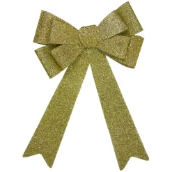 24" Led Lighted Gold Tinsel Bow Christmas Decoration
