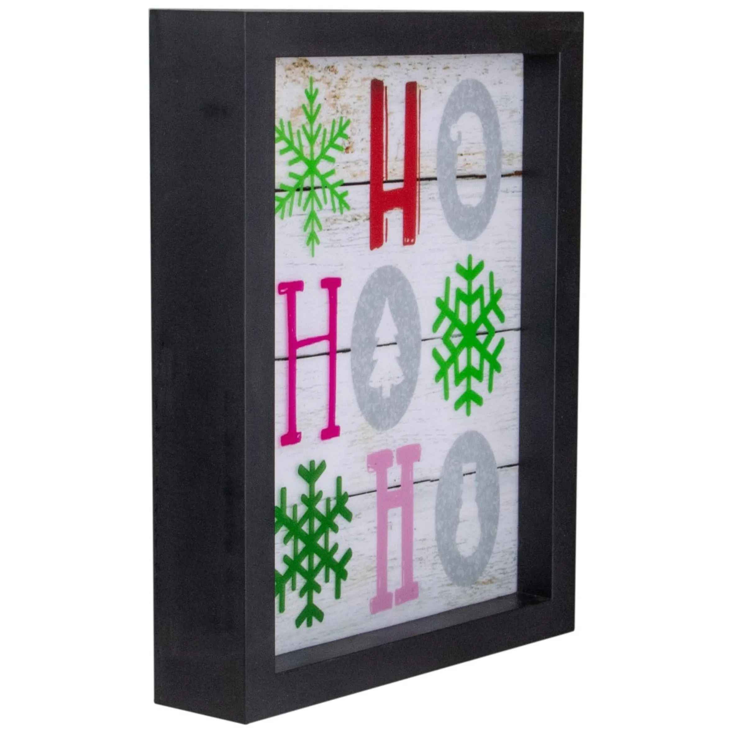 9" Led Lighted "Ho, Ho, Ho" With Snowflakes Christmas Wall Art