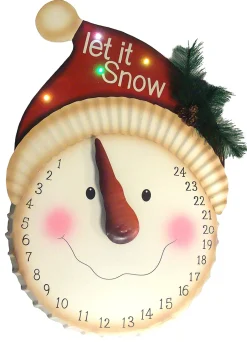 21" Led Lighted "Let It Snow" Snowman Face Christmas Countdown Advent Calendar
