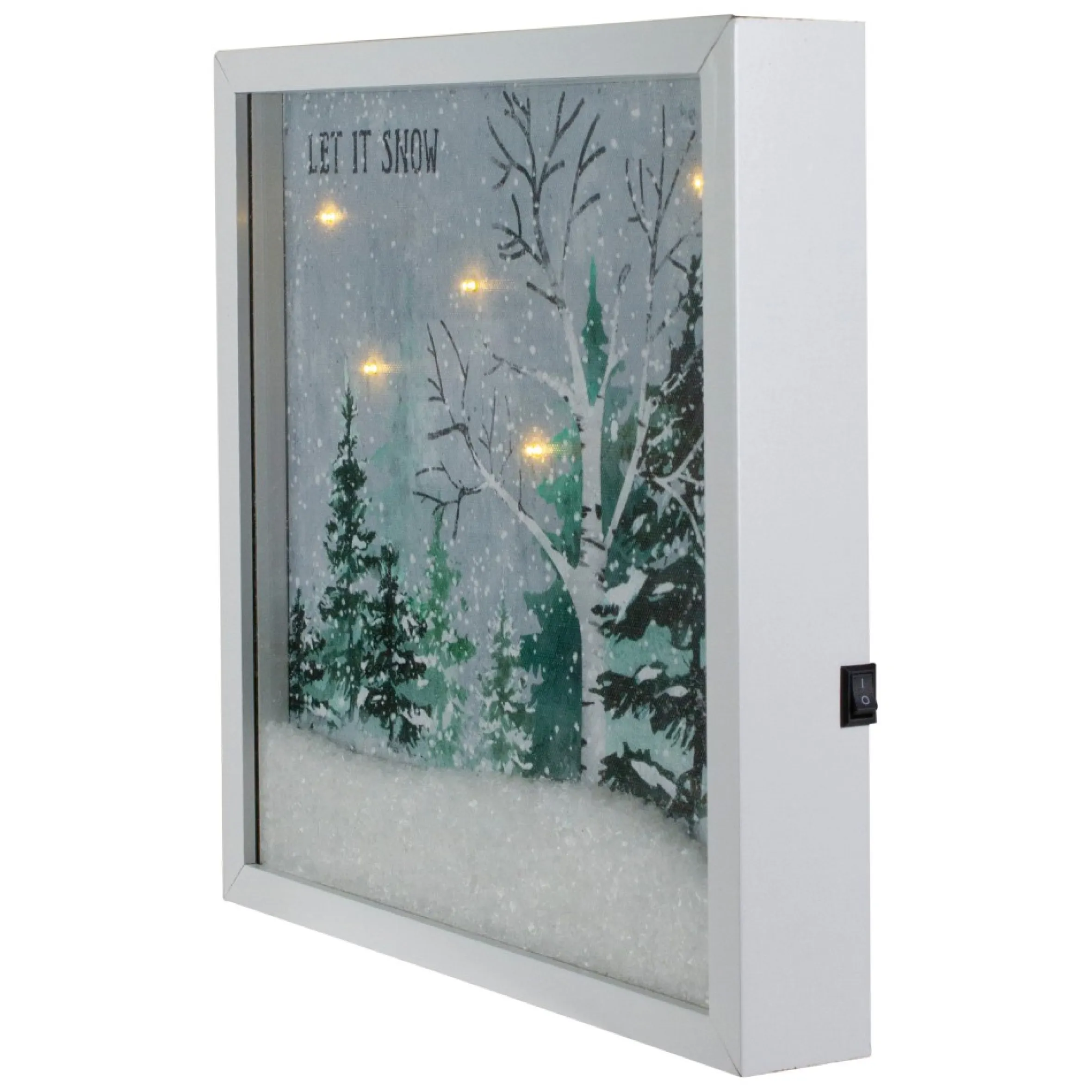 Led Lighted Let It Snow Winter Forest Christmas Canvas Wall Art 10" X 10"