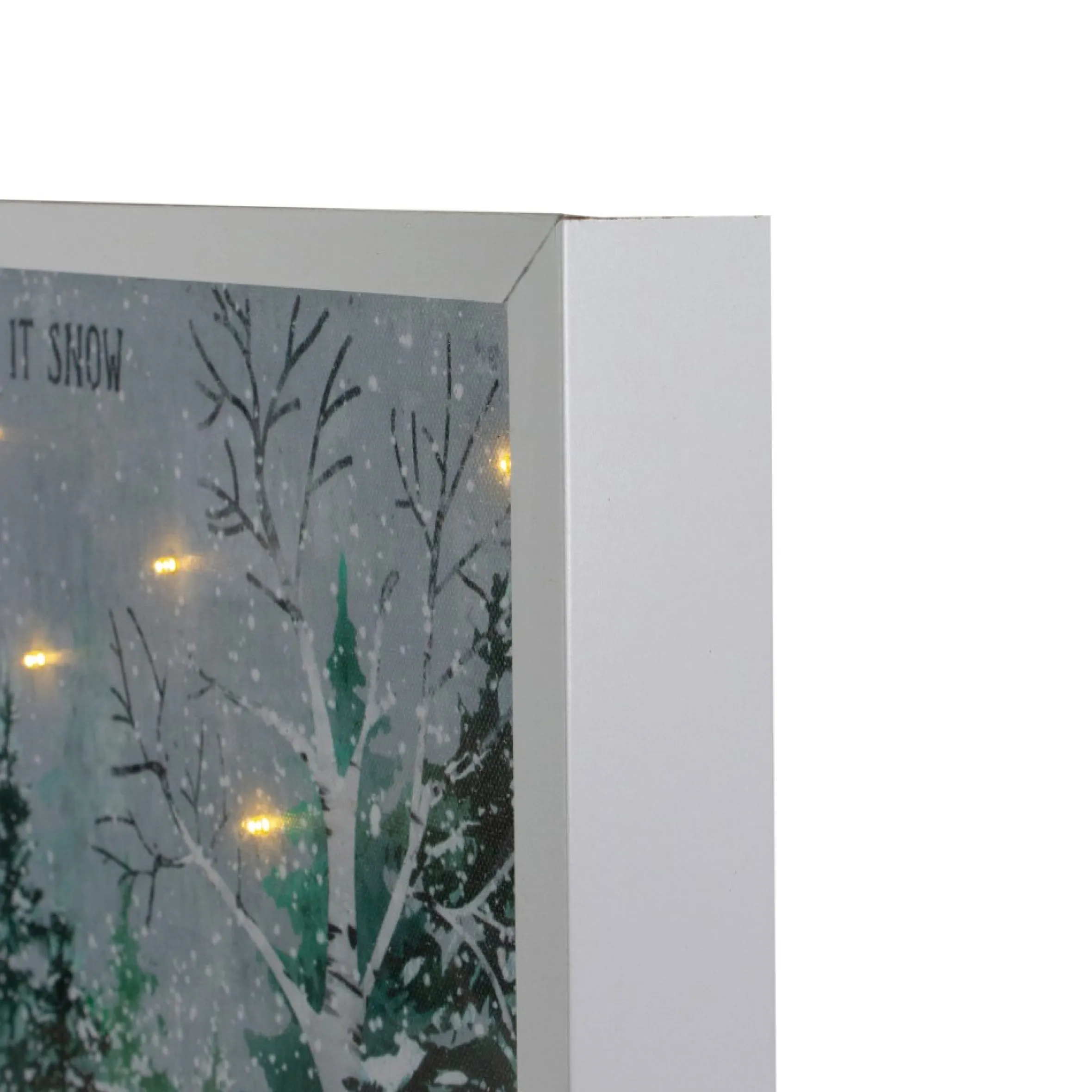 Led Lighted Let It Snow Winter Forest Christmas Canvas Wall Art 10" X 10"