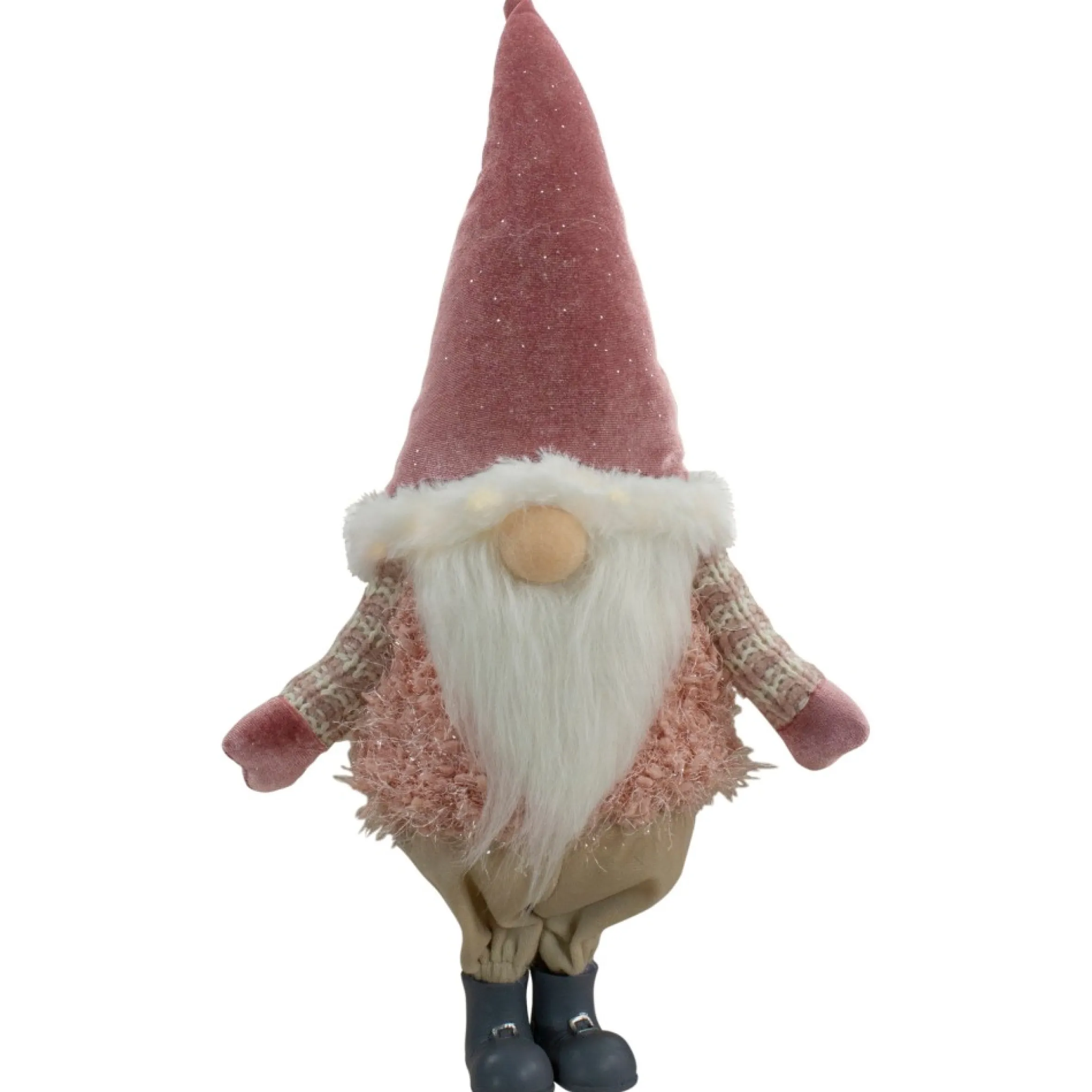 16" Led Lighted Mauve Boy Gnome Christmas Figure