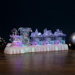 12" Led Lighted Musical Icy Crystal Locomotive Train Christmas Decoration