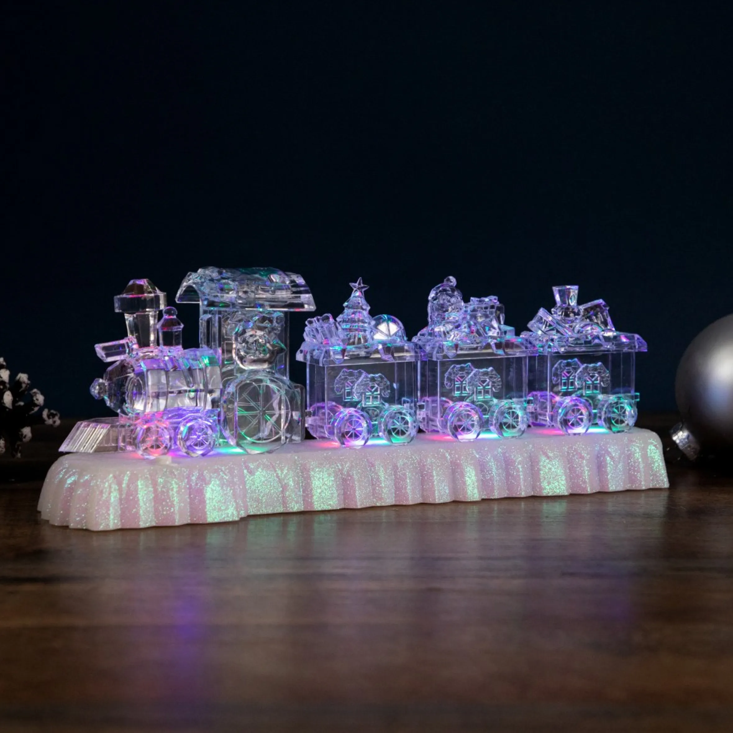 12" Led Lighted Musical Icy Crystal Locomotive Train Christmas Decoration