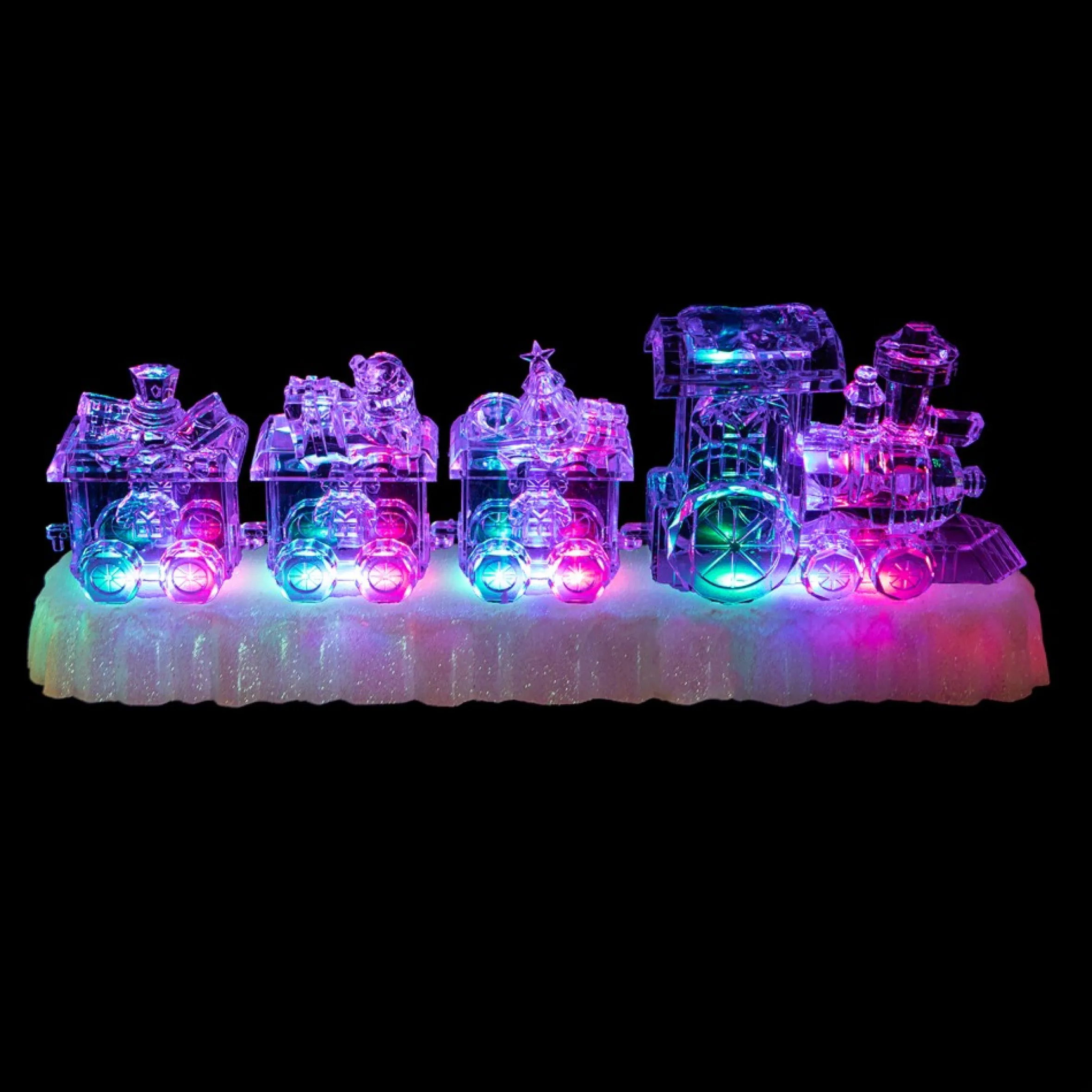 12" Led Lighted Musical Icy Crystal Locomotive Train Christmas Decoration
