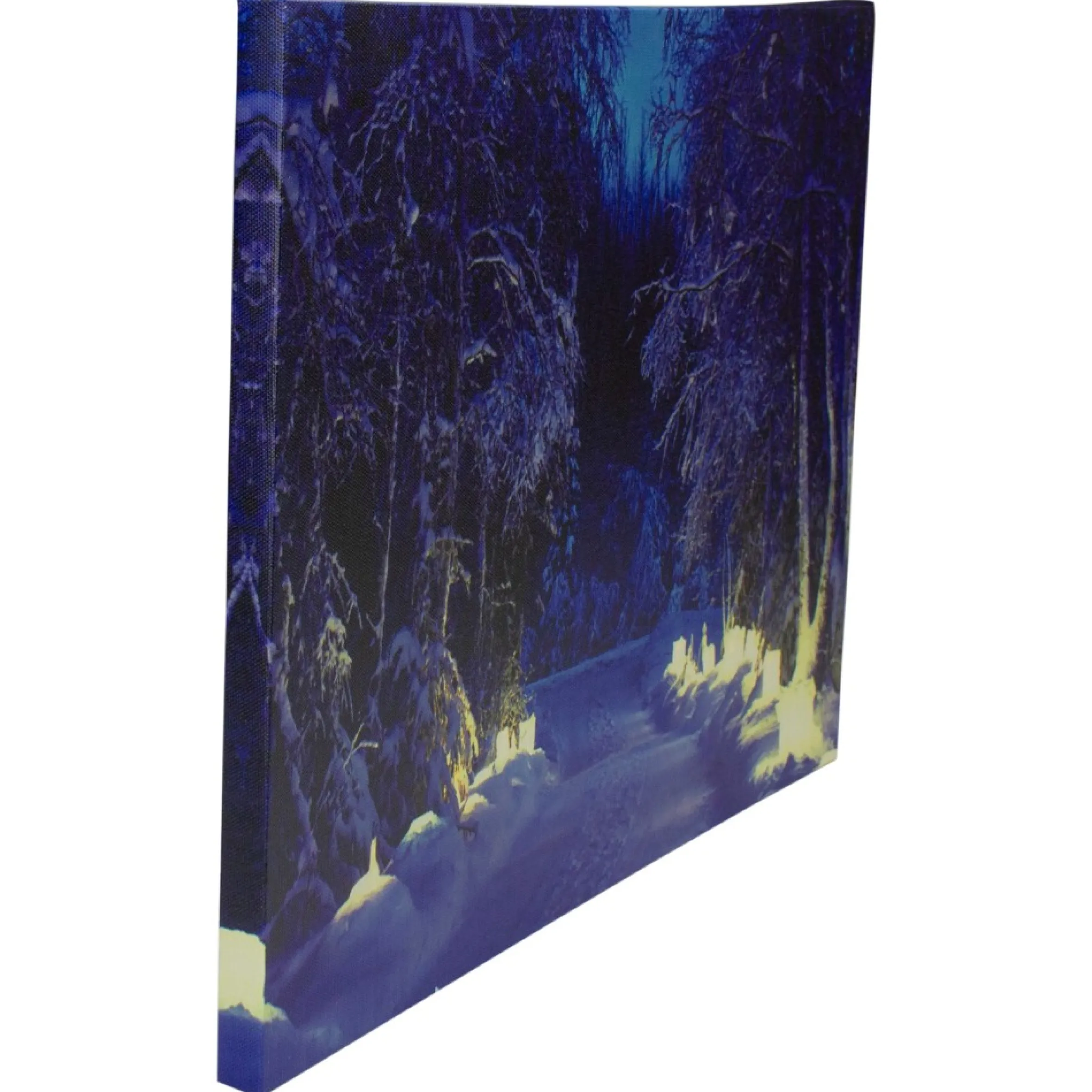 Led Lighted Nighttime In The Woods Winter Scene Canvas Wall Art 15.75"