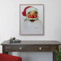 19" Led Lighted Norman Rockwell 'santa Claus' Christmas Wall Art
