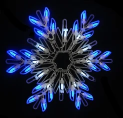 16" Led Lighted Pure White And Blue Snowflake Christmas Window Silhouette Decoration