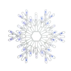 15" Led Lighted Pure White And Blue Snowflake Christmas Window Silhouette Decor