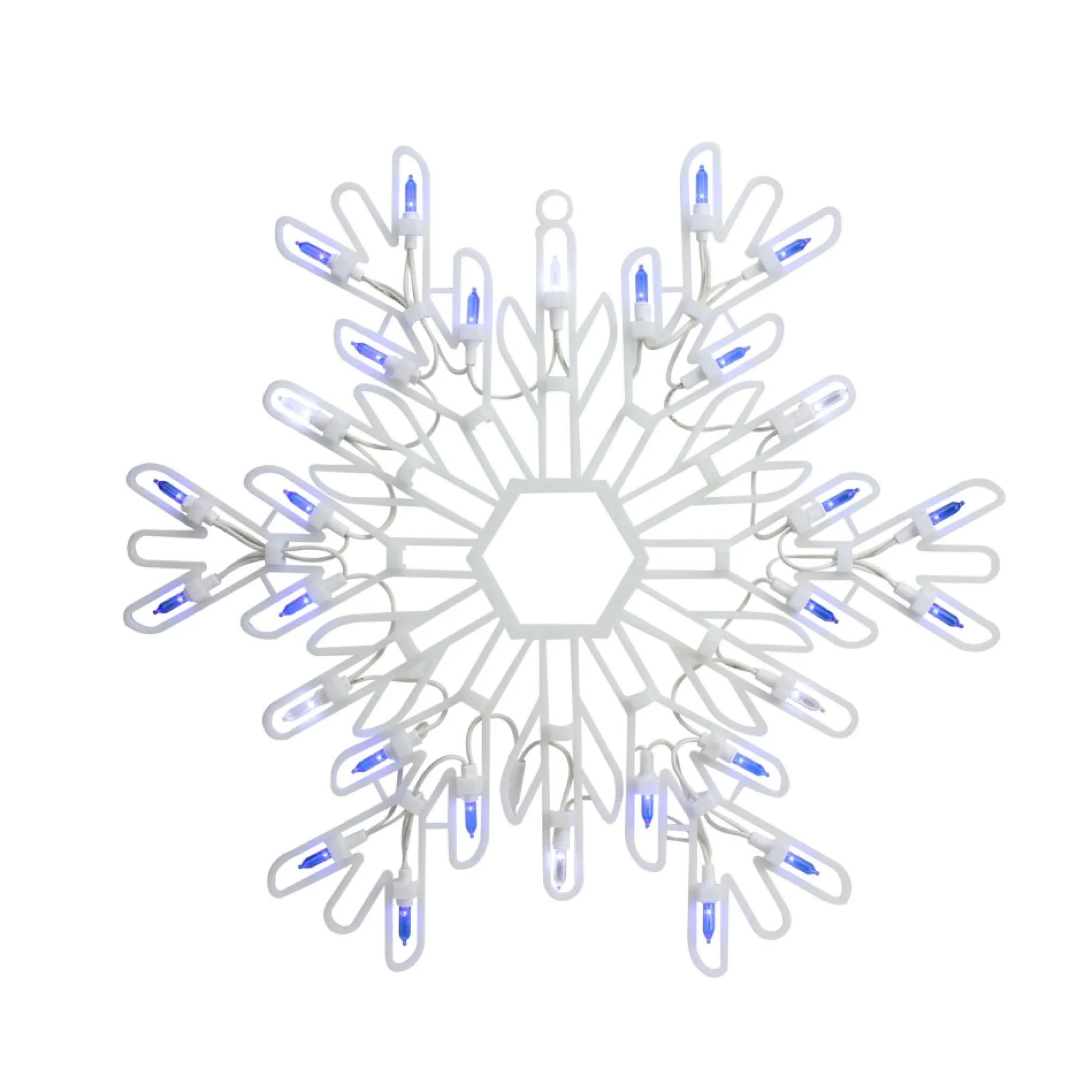 15" Led Lighted Pure White And Blue Snowflake Christmas Window Silhouette Decor
