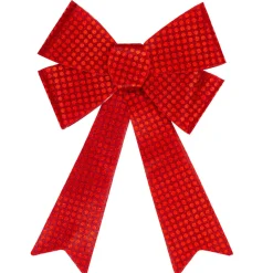 17.5" Led Lighted Red Sequin Bow Christmas Decoration