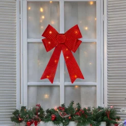 17.5" Led Lighted Red Sequin Bow Christmas Decoration