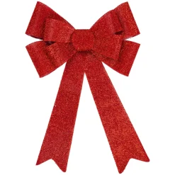 24" Led Lighted Red Tinsel Bow Christmas Decoration